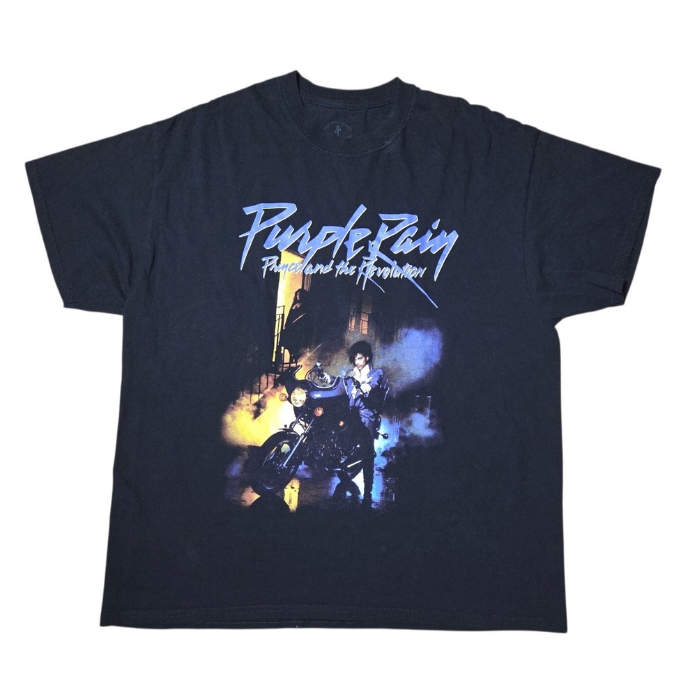 The Prince Estate Prince And The Revolution Purple Rain Black T-Shirt Size XL